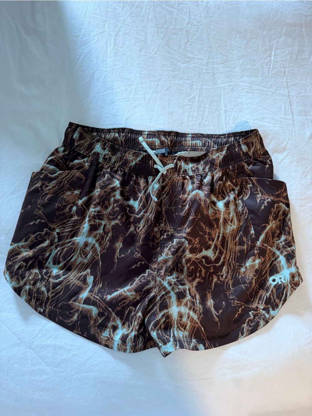 Outdoor Research Brown Marble-Print Crop Top with Blue Accents
